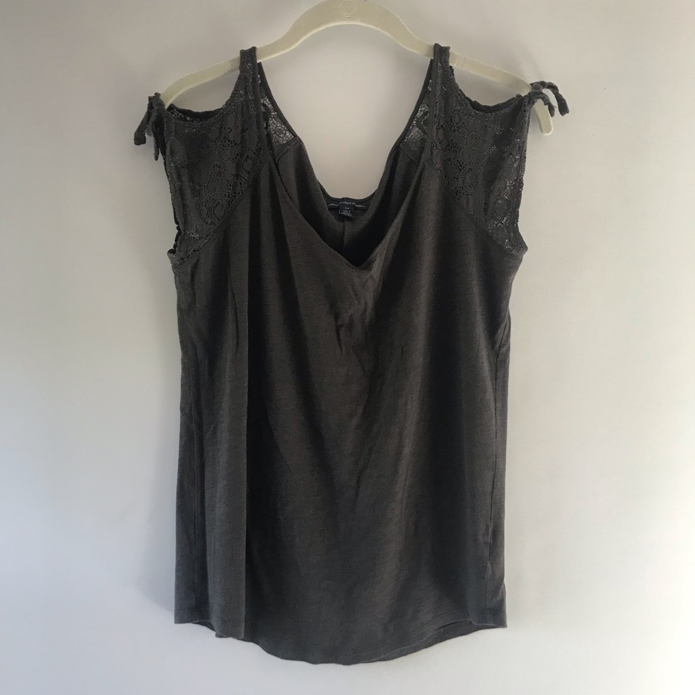 Lace shoulder cut out top